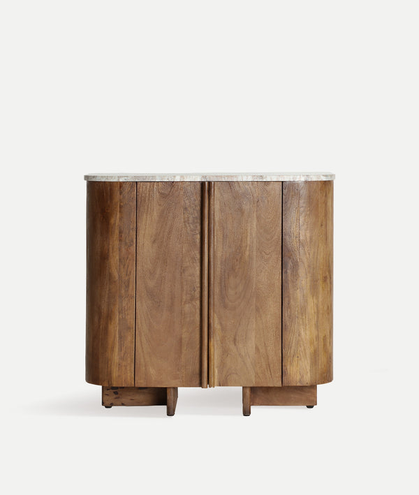 Droux Wardrobe Brown Wood & Marble