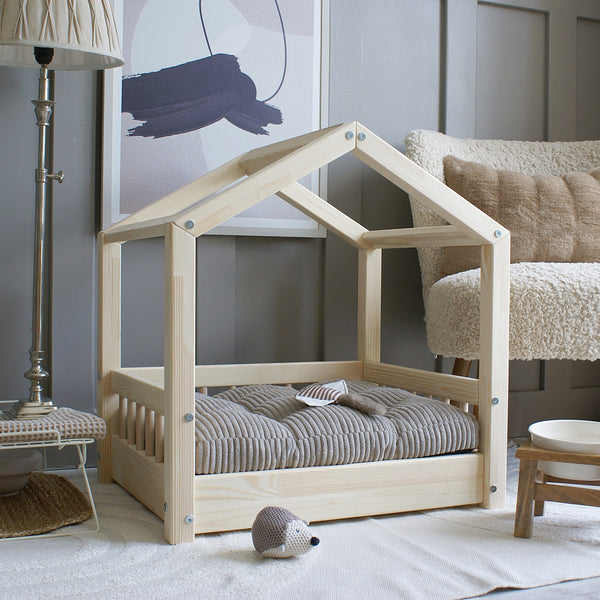 Cozy House Bed Natural Wood (L)
