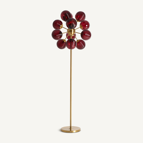 Alaia Burgundy Glass & Golden Iron Floor Lamp 66x66x168 cm