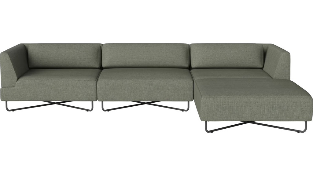 Orlando Garden Sofa with Chaise Lounge Savane - Outdoor fabric, Green melange