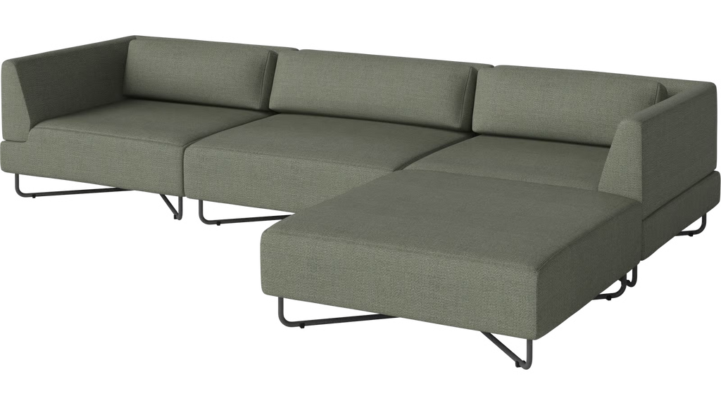 Orlando Garden Sofa with Chaise Lounge Savane - Outdoor fabric, Green melange