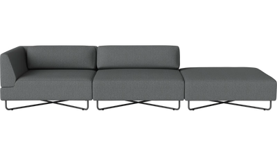 Orlando O2 Garden Sofa 3 Modules w. open end – right-Ocean - Outdoor fabric, Dark Grey