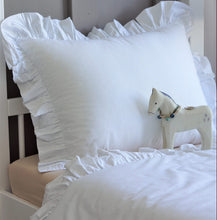 Load image into Gallery viewer, Pościel bawełniana NEW Z Falbankami w kolorze Białym