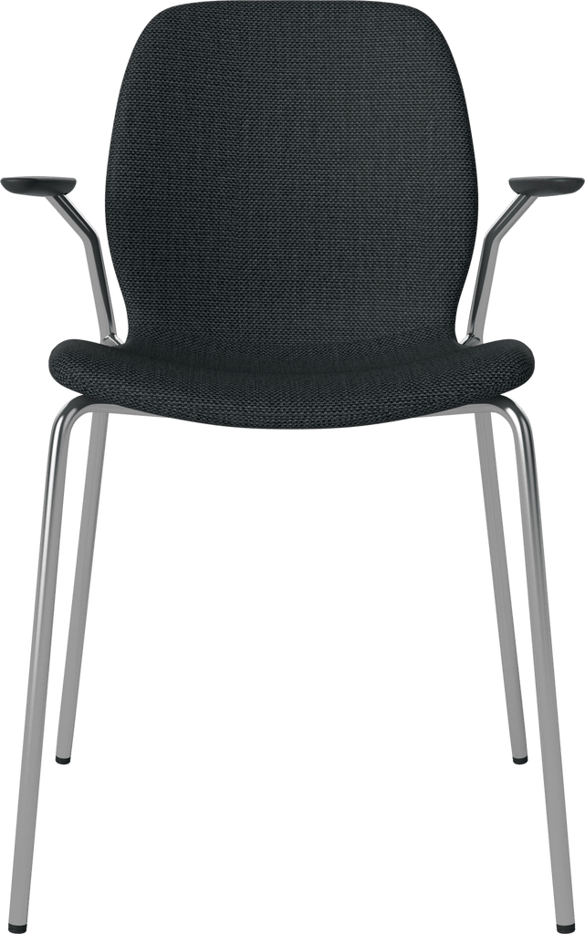 Seed Chair w. Open Armrest & Metal Legs - Upholstered