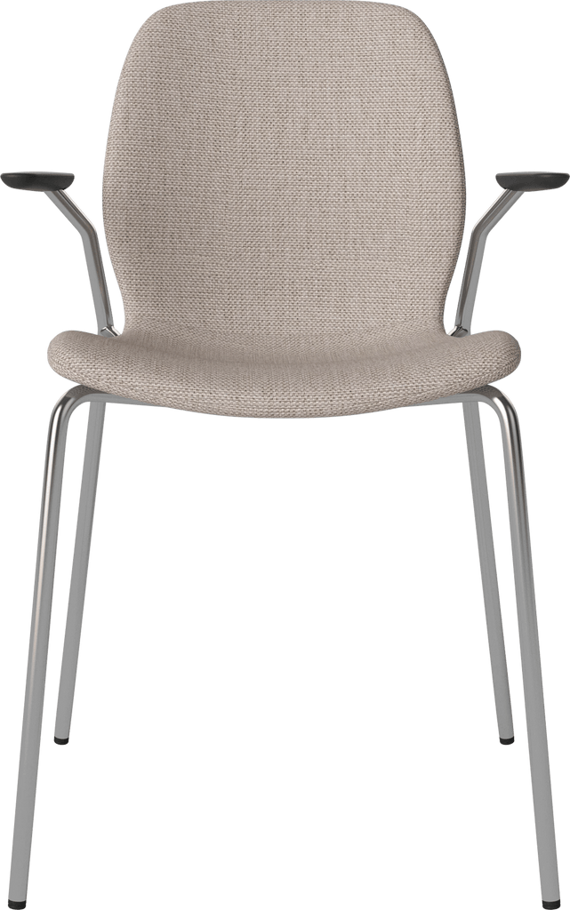 Seed Chair w. Open Armrest & Metal Legs - Upholstered