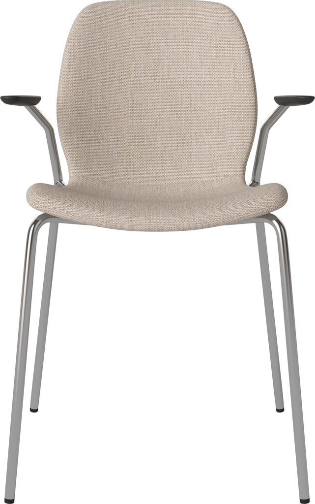 Seed Chair w. Open Armrest & Metal Legs - Upholstered