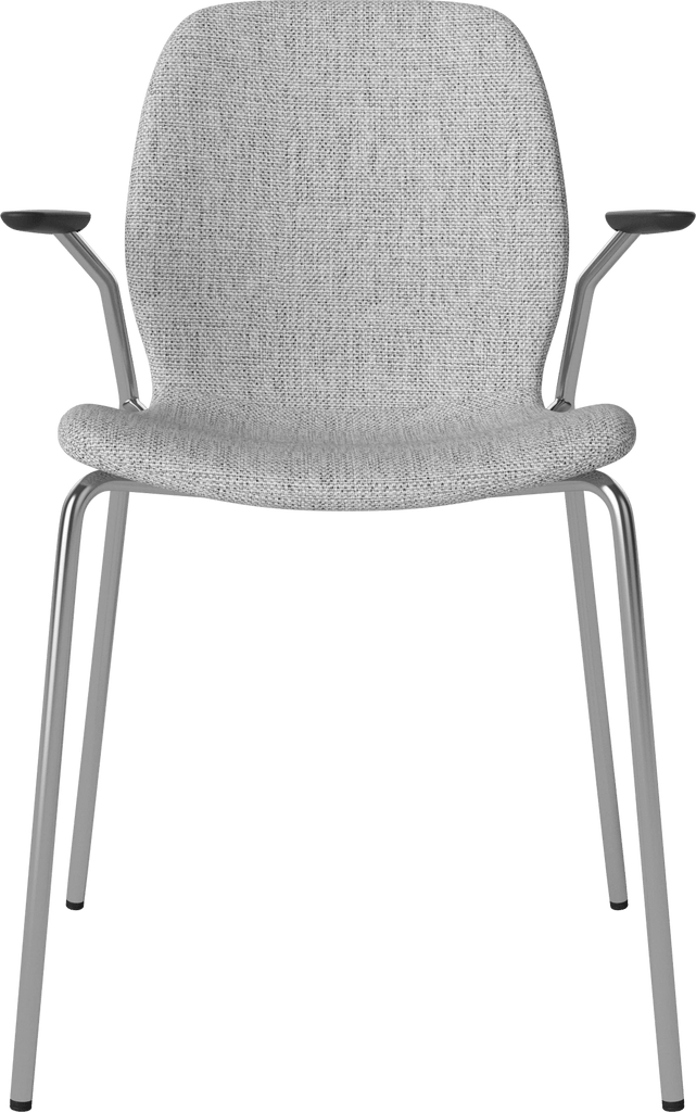Seed Chair w. Open Armrest & Metal Legs - Upholstered