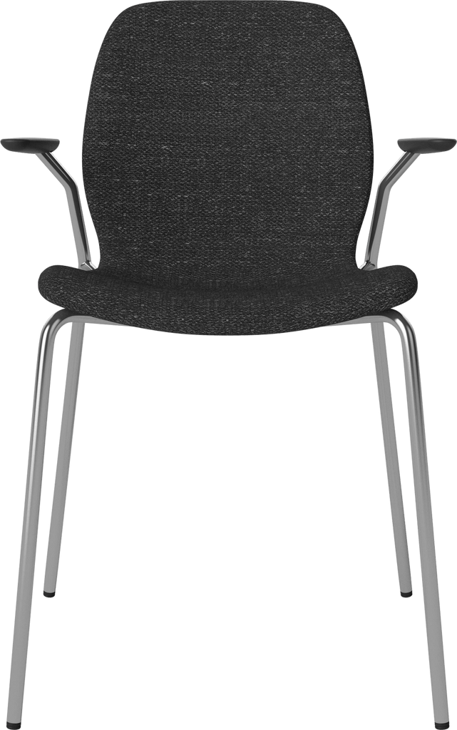 Seed Chair w. Open Armrest & Metal Legs - Upholstered