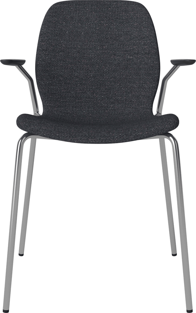 Seed Chair w. Open Armrest & Metal Legs - Upholstered