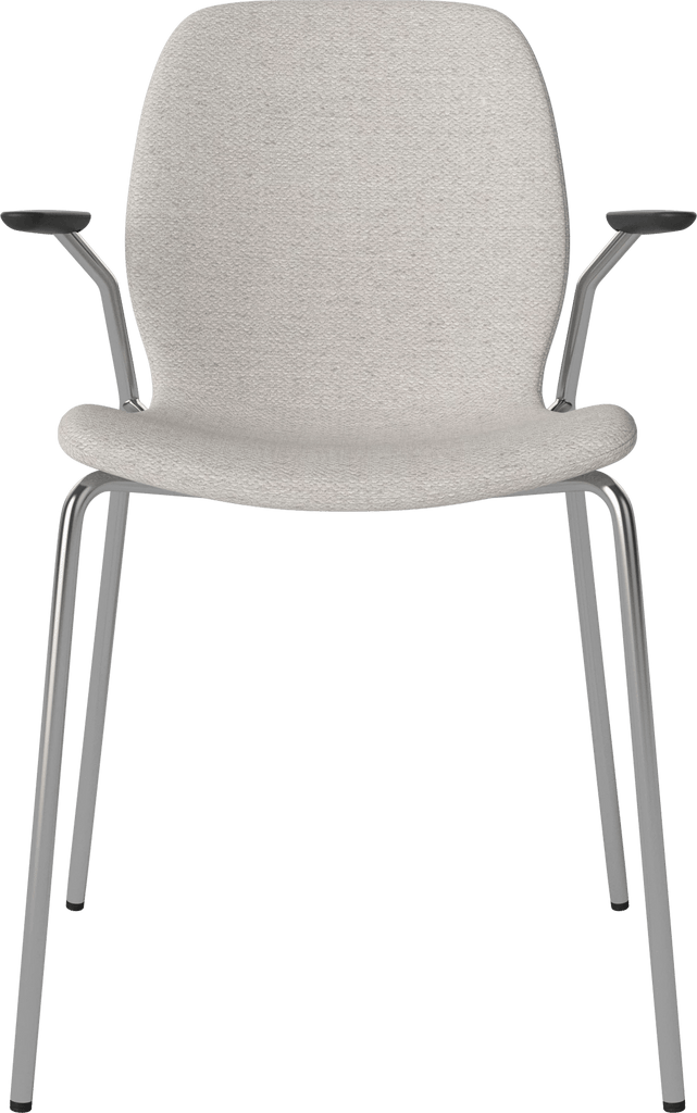 Seed Chair w. Open Armrest & Metal Legs - Upholstered