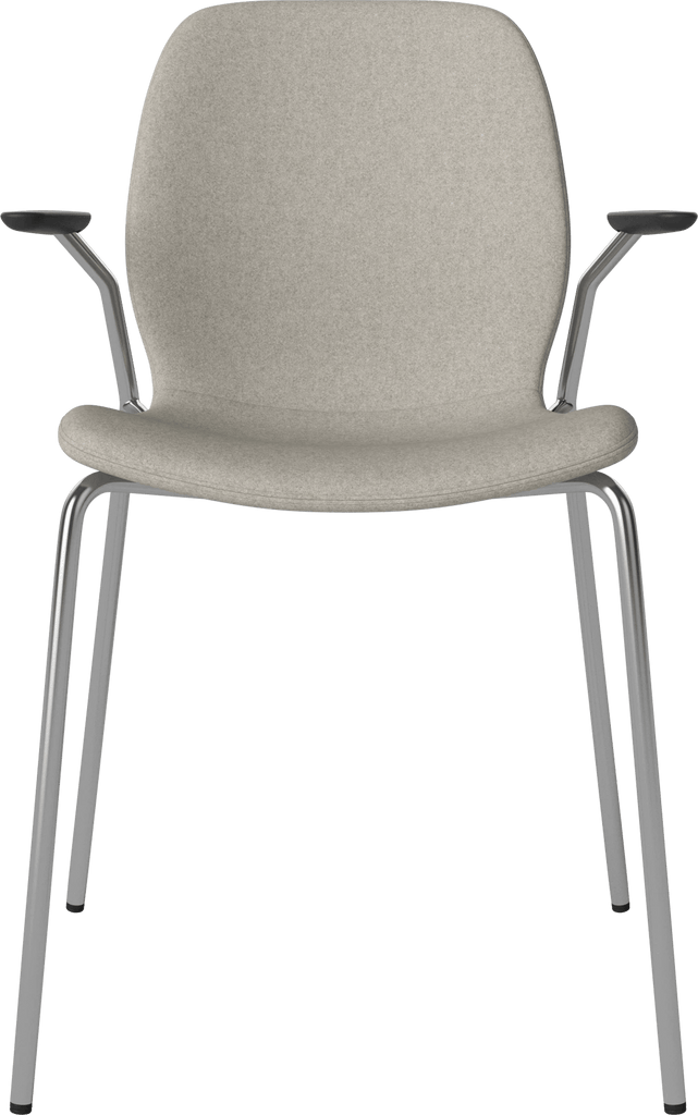 Seed Chair w. Open Armrest & Metal Legs - Upholstered