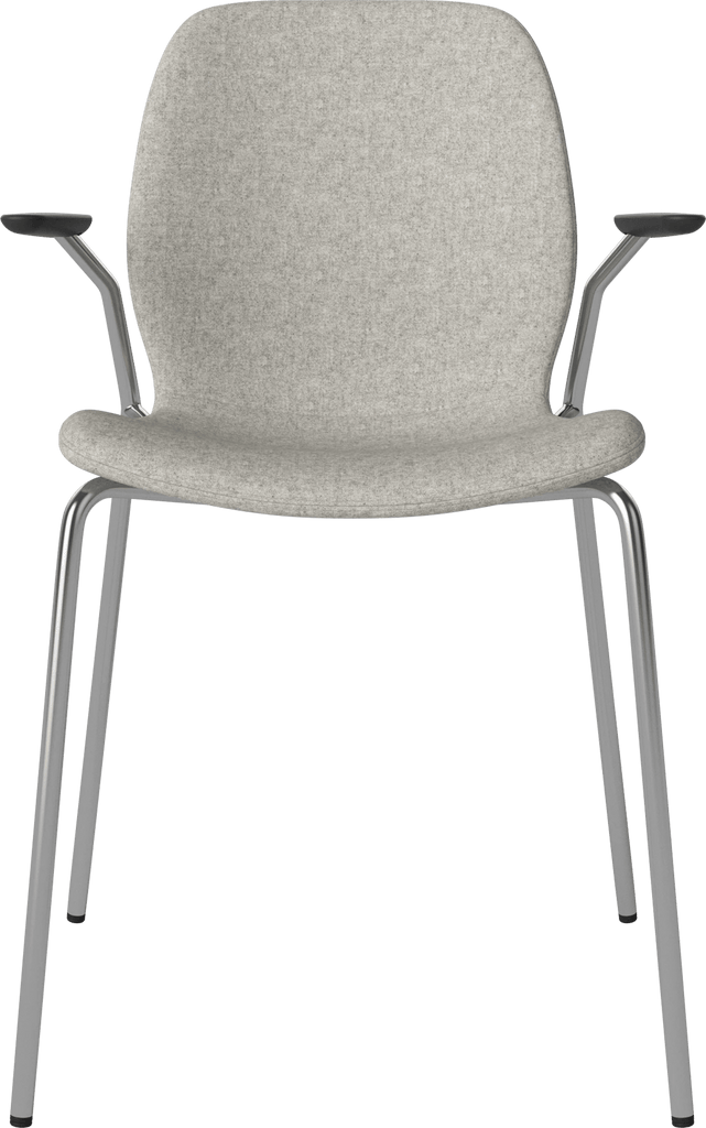 Seed Chair w. Open Armrest & Metal Legs - Upholstered
