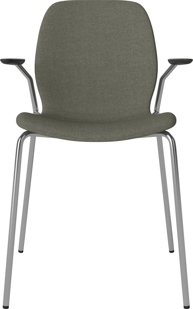 Seed Chair w. Open Armrest & Metal Legs - Upholstered
