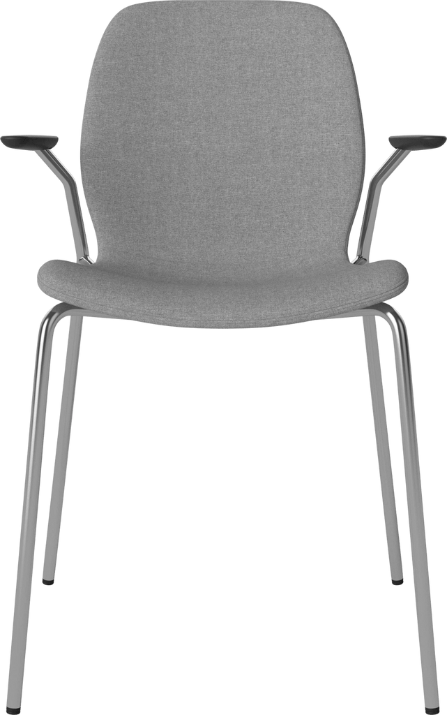Seed Chair w. Open Armrest & Metal Legs - Upholstered