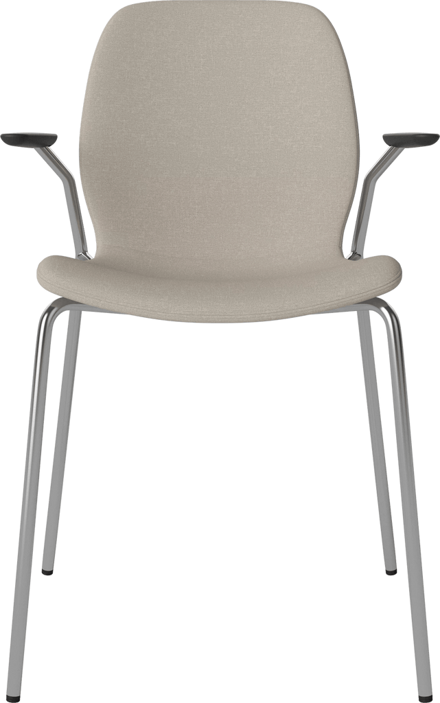 Seed Chair w. Open Armrest & Metal Legs - Upholstered