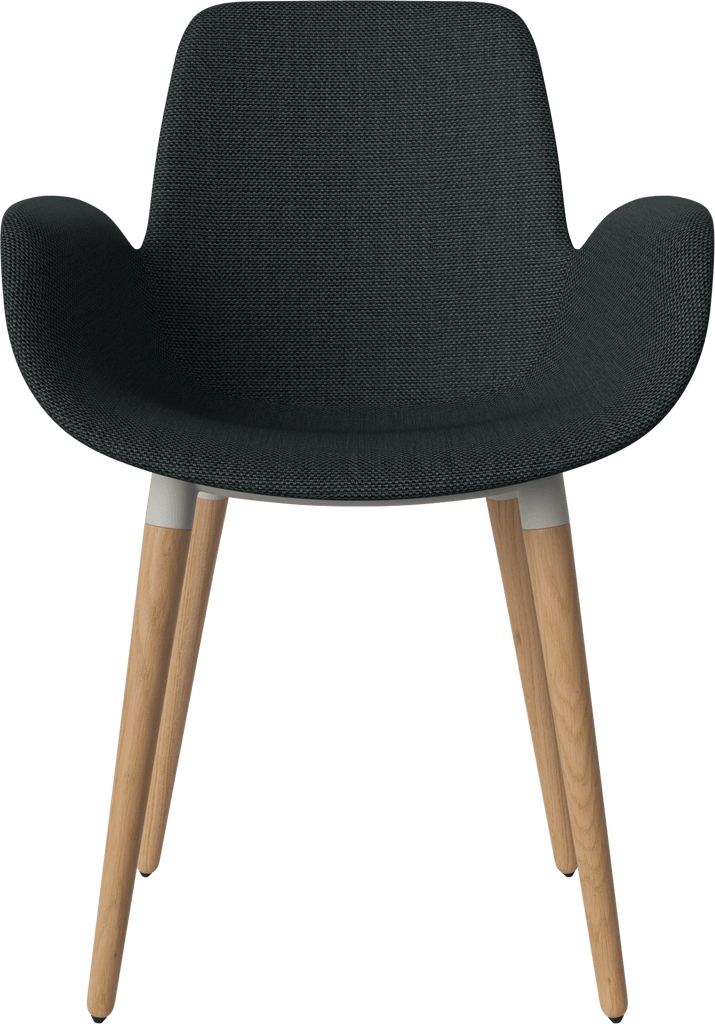 Seed Chair w. Armrest & Wooden Legs - Upholstered