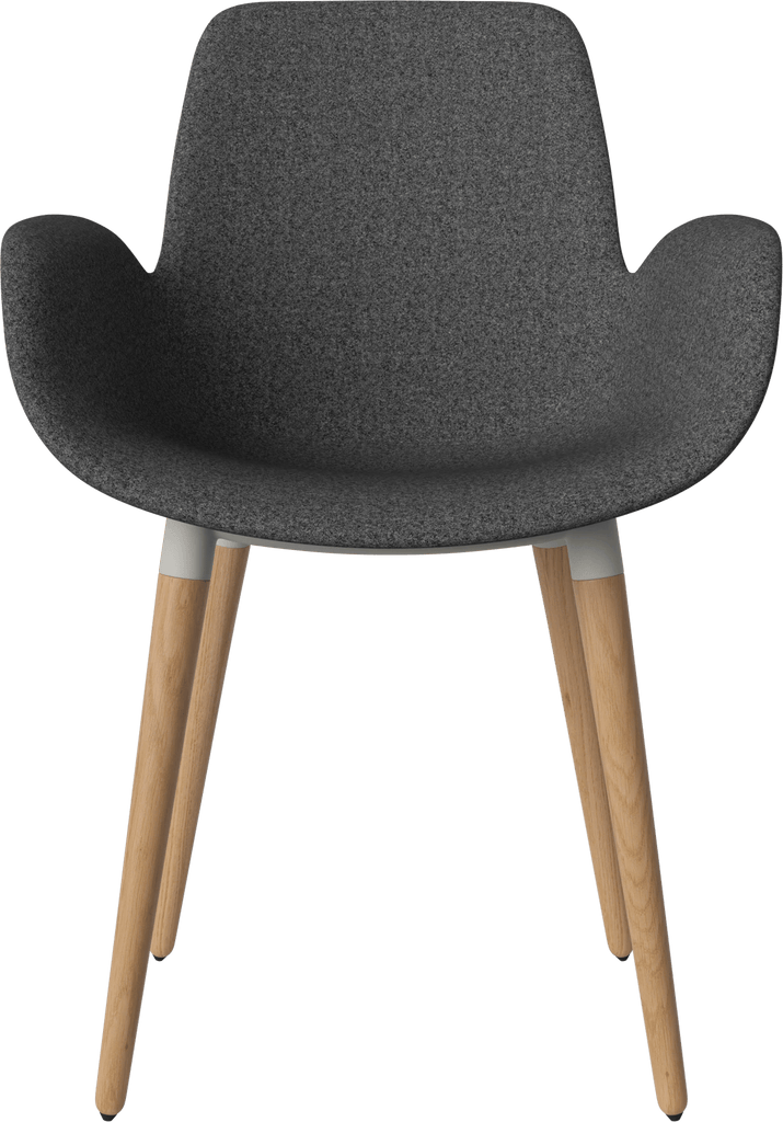 Seed Chair w. Armrest & Wooden Legs - Upholstered
