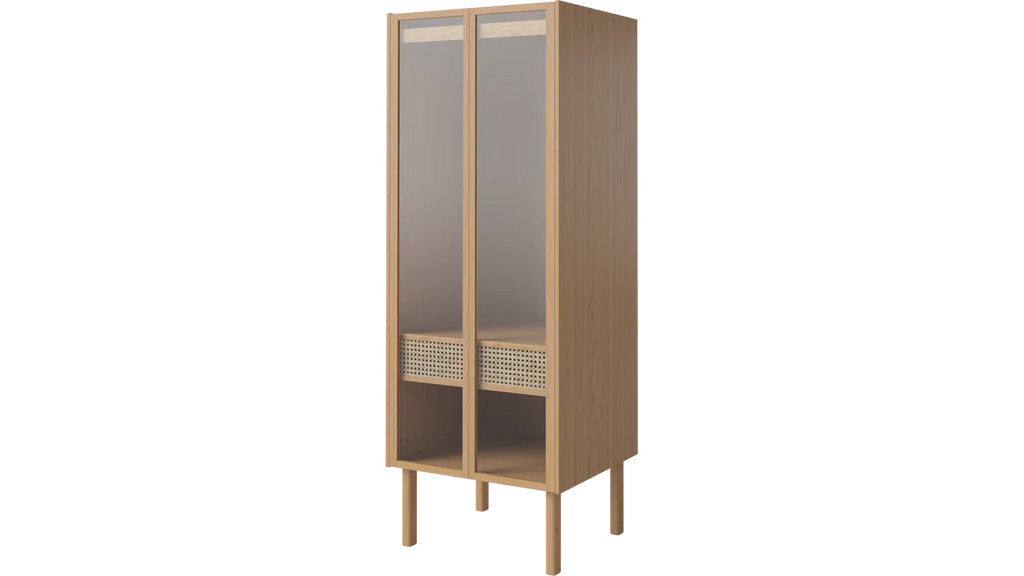 Cana Wardrobe w. glass doors | Hanger Bar