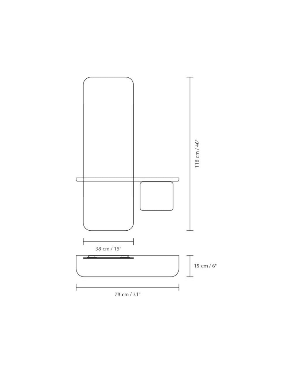 Mirror, Shelf & Cabinet