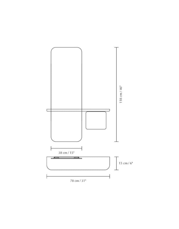 Mirror, Shelf & Cabinet