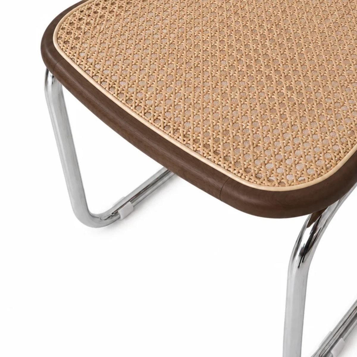 Swing Dining Chair - Natural Rattan - Smoked Wood/Chrome