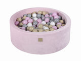Baby Foam Round Ball Pit 90x30cm with 200 Balls 7cm Certified, Velvet, Pastel Pink: Pastel Pink/Gray/White/Beige
