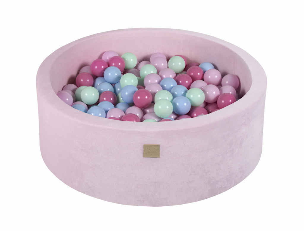 Baby Foam Round Ball Pit 90x30cm with 200 Balls 7cm Certified, Velvet, Pastel Pink: Mint/Baby Blue/Light Pink/Pastel Pink