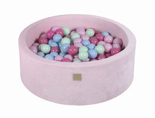 Laden Sie das Bild in den Galerie-Viewer, Baby Foam Round Ball Pit 90x30cm with 200 Balls 7cm Certified, Velvet, Pastel Pink: Mint/Baby Blue/Light Pink/Pastel Pink