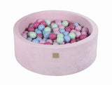 Baby Foam Round Ball Pit 90x30cm with 200 Balls 7cm Certified, Velvet, Pastel Pink: Mint/Baby Blue/Light Pink/Pastel Pink