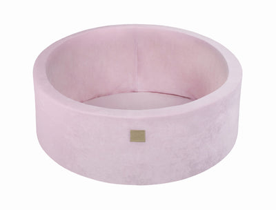 Baby Foam Round Ball Pit 90x30cm without Balls, Velvet, Powder Pink
