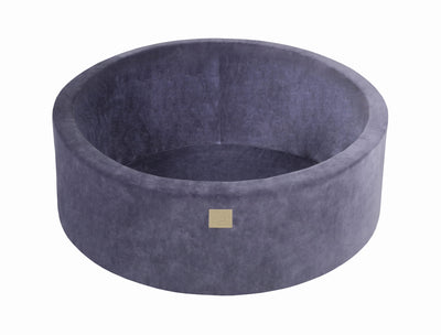 Baby Foam Round Ball Pit 90x30cm without Balls, Velvet, Grey-Blue