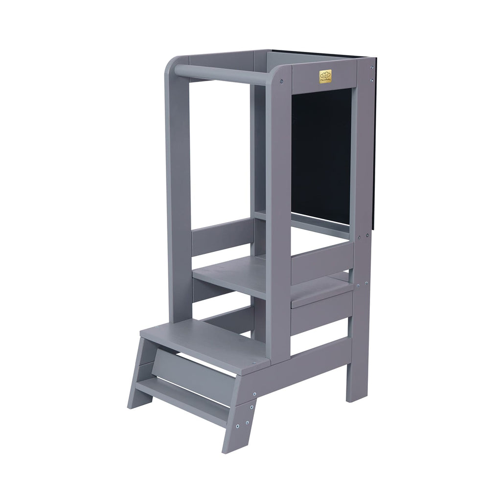 Wooden Kitchen Helper - Learning tower with board Dark Grey