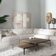 Cargar imagen en el visor de la galería, SOFA MODULAR BEIGE WEAVE-WOOD MODERN 330 X 115 X 76 CM