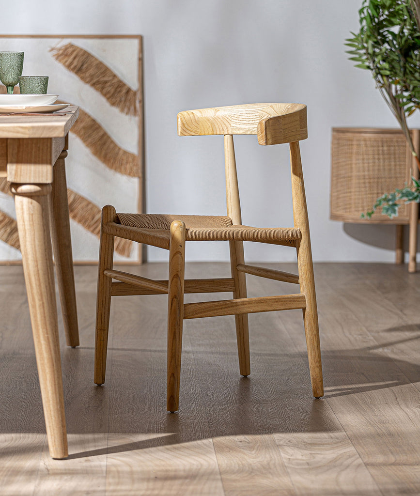 Elm wood chair natural/rope