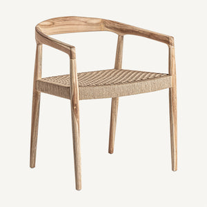 Teak and rope armchair