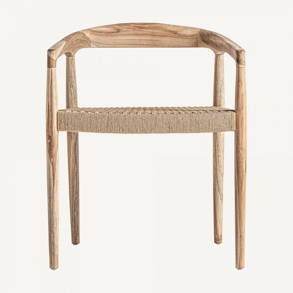 Teak and rope armchair