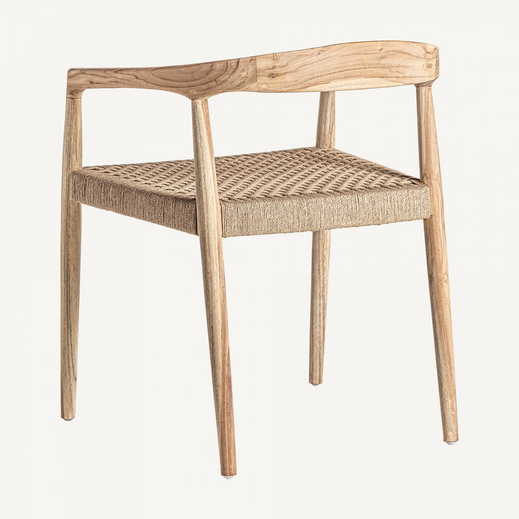 Teak and rope armchair