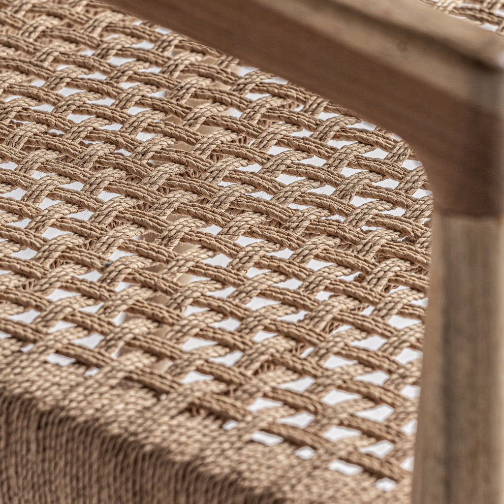 Teak and rope armchair