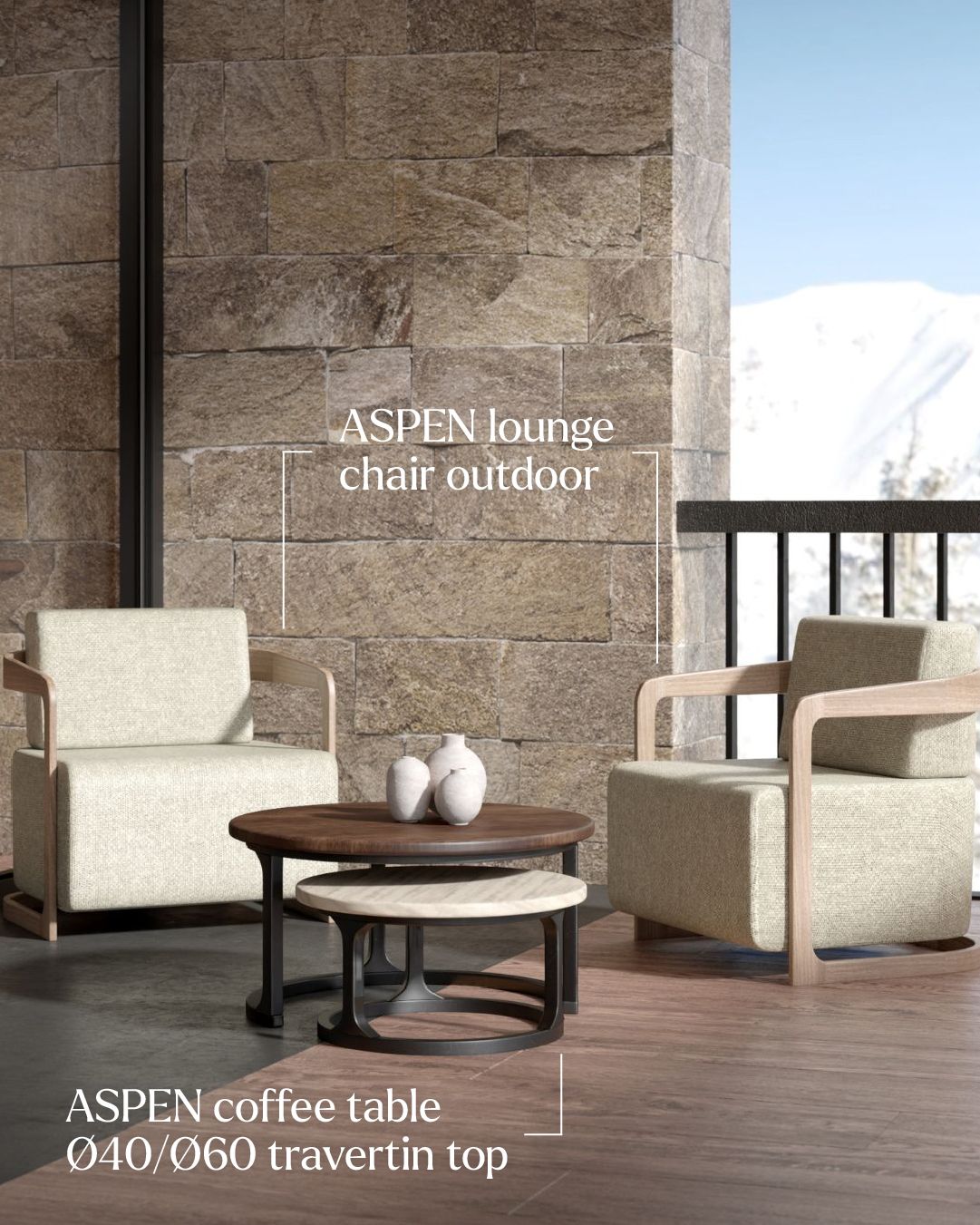 Aspen coffee table travertin top