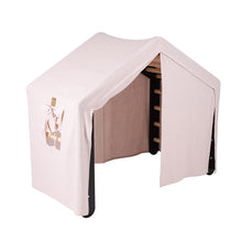Cargar imagen en el visor de la galería, Climbing Ladder Large House 112x61x94 cm Indoor Traingle with Tent. Wood, Linen, Viscose, A Pink House, Black ladder
