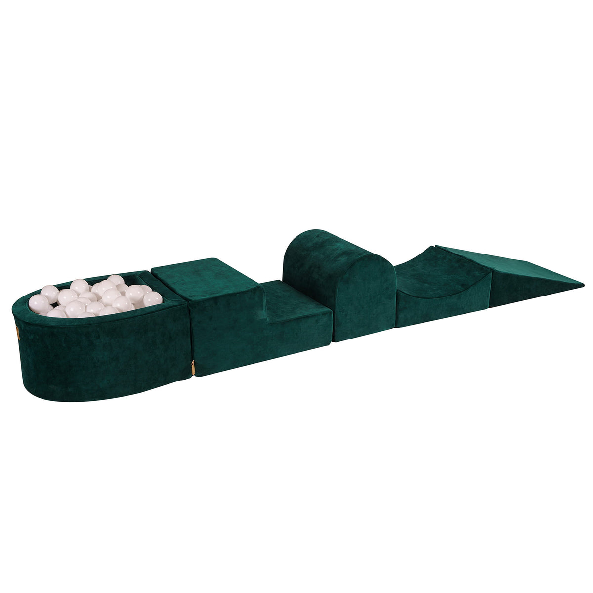 Foam Playset with Small Ball Pit Playground for Children with 100 Balls Certified, Velvet, Dark Green: White