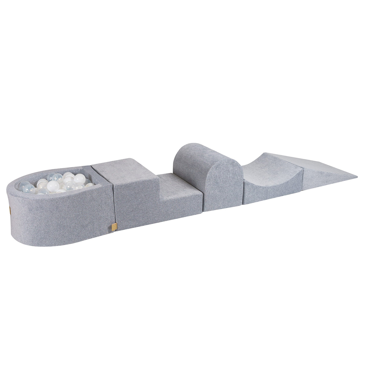 Foam Playset with Small Ball Pit Playground for Children with 100 Balls Certified, Velvet, Light Grey:  White/Transparent