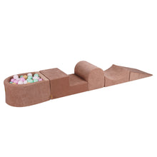 Laden Sie das Bild in den Galerie-Viewer, Foam Playset with Small Ball Pit Playground for Children with 100 Balls Certified, Velvet, Beige: Pastel Pink/Mint/White/Beige