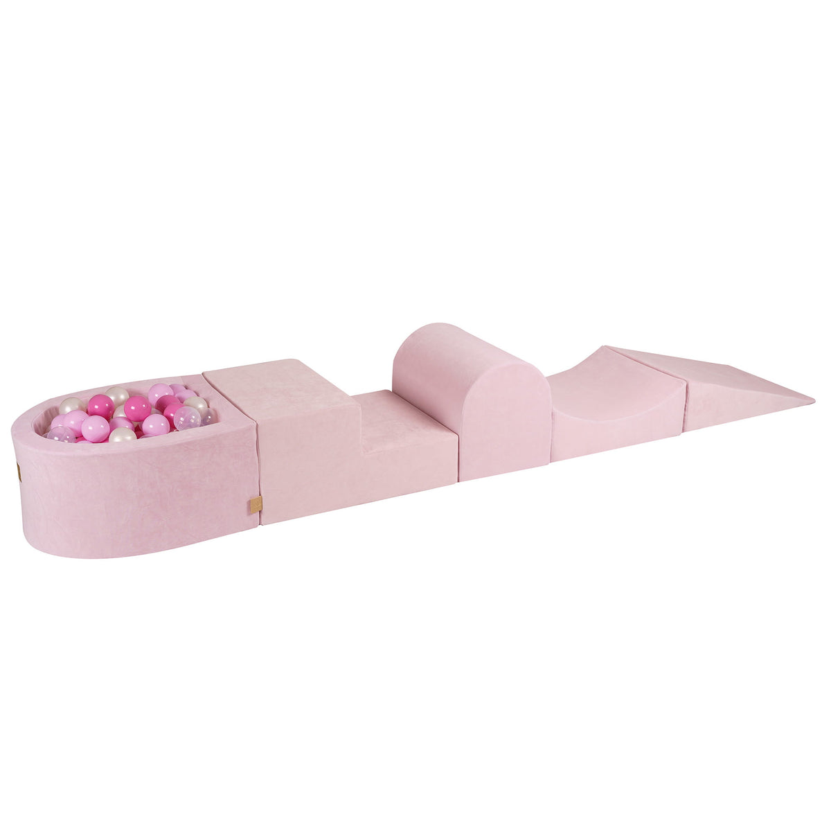 Foam Playset with Small Ball Pit Playground for Children with 100 Balls Certified, Velvet, Light Pink: Pastel Pink/Light pink/Transparent/White Pearl