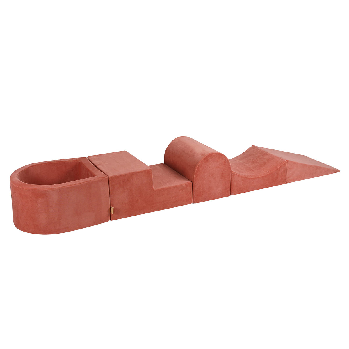 Foam Playset with Small Ball Pit Playground for Children, Velvet, Marsala Red without Balls