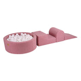 Foam 3 elements Playset with Ball Pit 90x30cm with 200 Balls Certified, Boucle, Pink: White