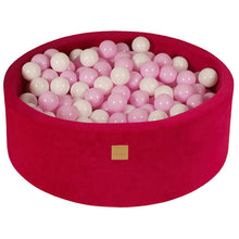 Cargar imagen en el visor de la galería, Baby Foam Round Ball Pit 90x30cm with 200 Balls 7cm Certified, Velvet, Magenta: White/Pastel pink