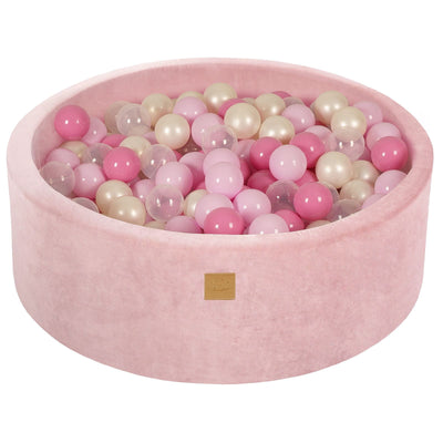 Baby Foam Round Ball Pit 90x30cm with 200 Balls 7cm Certified, Velvet, Power Pink: Pastel pink/Light pink/Transparent/White pearl