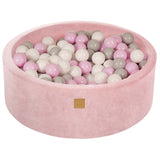 Baby Foam Round Ball Pit 90x30cm with 200 Balls 7cm Certified, Velvet, Power Pink: White/Gray/Pastel pink