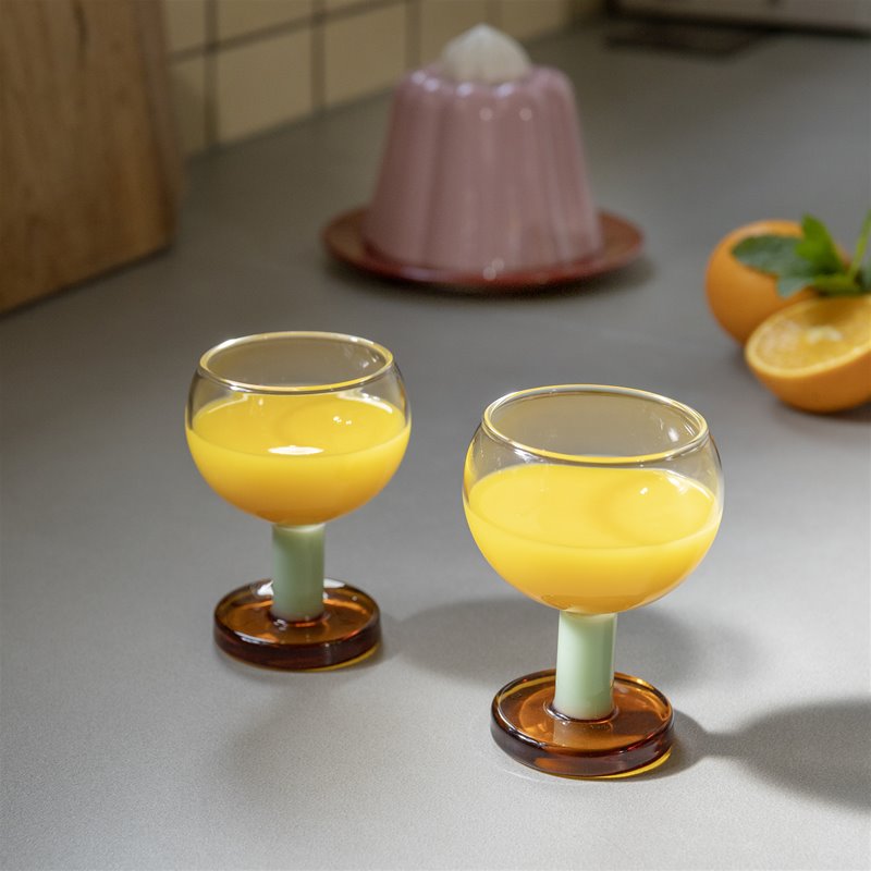 Glass cantine amber set of 2